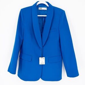 NEW Zara Slim Fit Blazer Size Large Royal Cobalt Blue